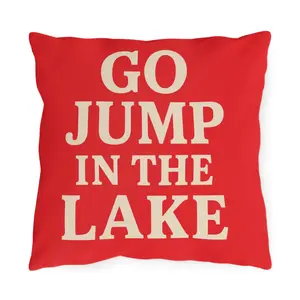 Go Jump In The Lake Outdoor Pillow | Lakehouse Boathouse Decor