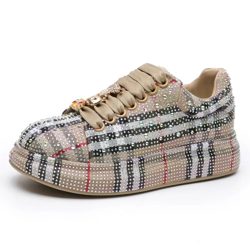 Women's Casual Trainers, Footwear with Plaid Design, Antimicrobial, Built-to-Last Premium Quality Trainer