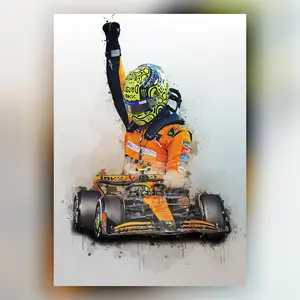 Lando Norris Poster McLaren Car Print - Lando Norris Wall Art for F1 Fans Racing Decor