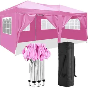 10'x20' Folding Canopy with 6 Removable Sidewalls Outdoor Event Shelter UPF 50+ Gazebo Portable Tents for Parties Beach Camping Wedding EZ Pop Up Canopy with Carry Bag