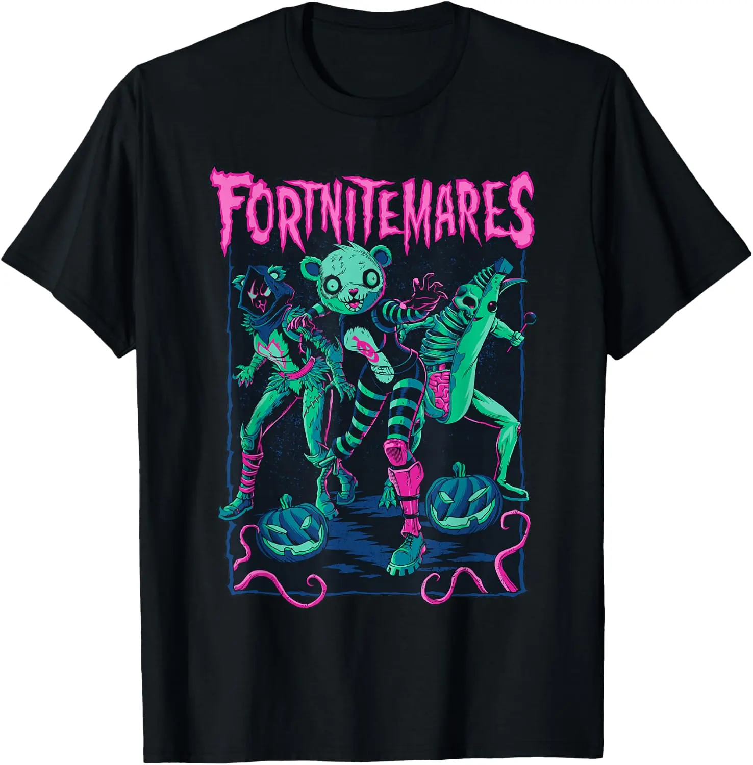 Fortnite Halloween Fortnitemares Retro Creepy Group Poster T-Shirt