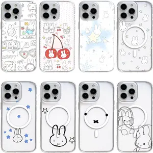 Kawaii Miffy MagSafe Phone Case for iPhone 17 Pro Max Air 16 Pro 15 14 Plus 13 12 11 and Samsung S26-S23 Plus Ultra Y2k Durable Magnetic Shockproof Cover Perfect Birthday Gift