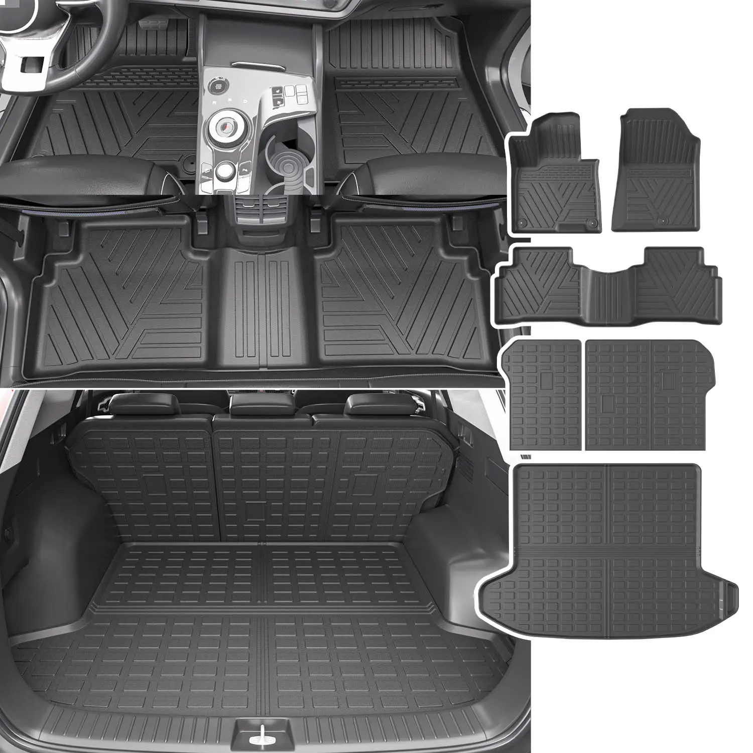 [Fits 23-26 Sportage] Floor Mats Compatible with 2023-2026 Kia Sportage Trunk Mat Backrest Mat Cargo Liner(Not Fit Hybrid) Replacement for 2023 2024 2025 Kia Sportage Accessories(Trunk Mat+Backrest Mat+Floor Mat)