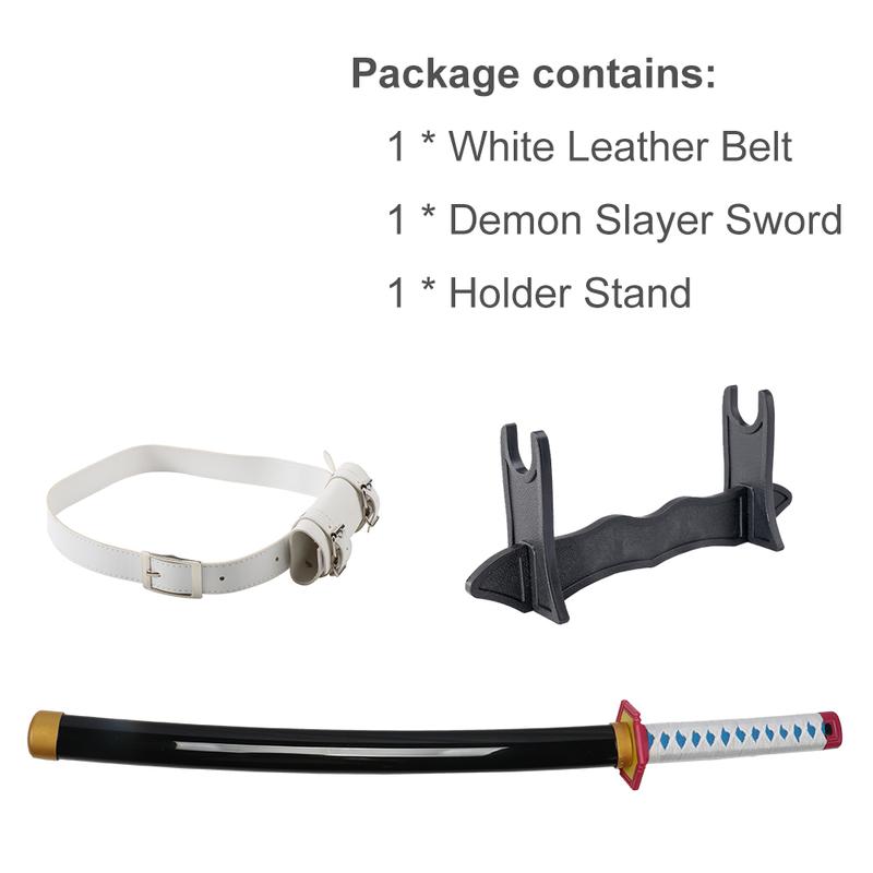 31 inches Tomioka Giyuu Cosplay Sword Bamboo Wooden Demon Slayer Swords with Belt & Holder Stand Display for Anime Fans Halloween Role Playing Props Cosplay Collection Christmas Gift Birthday