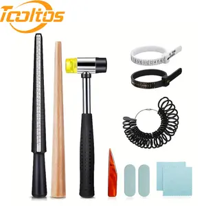 Jewelry Ring Sizer Tool Kit with Mandrel Hammer Measuring Gauge & Polishing Tools for Ring Making Resizing Repair DIY Workshop Use