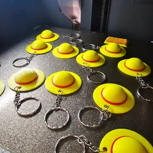 Plastic One Piece Luffy Straw Hat Keychain