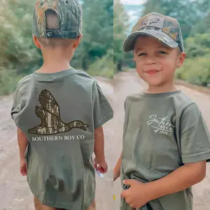 Youth & Adult Flying Duck Camo T-Shirt, Southern Boy Duck Outdoor Hunting Tee for Hunting Season, Family Matching Outfit, Apparel Made In The USA	