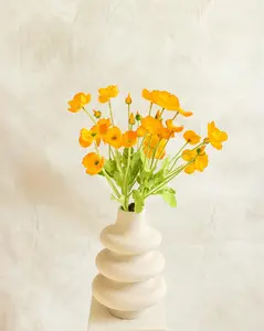23.6'' Orange Yellow Faux Poppy Flower - Silk Poppy Flower Stem for Vase, DIY Floral Arrangement,Wedding Centerpiece,Home Decor,Gift For Her