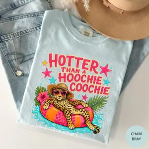 Comfort Colors Hotter Than A Hoochie Coochie T-Shirt, Leopard Summer T-Shirt, Summer Vibe Tee, Women Top, For Woman