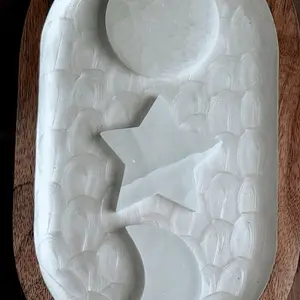 Selenite Charging Trays - Shape Design, White Color, Ideal for Energy Enhancement and Meditation
