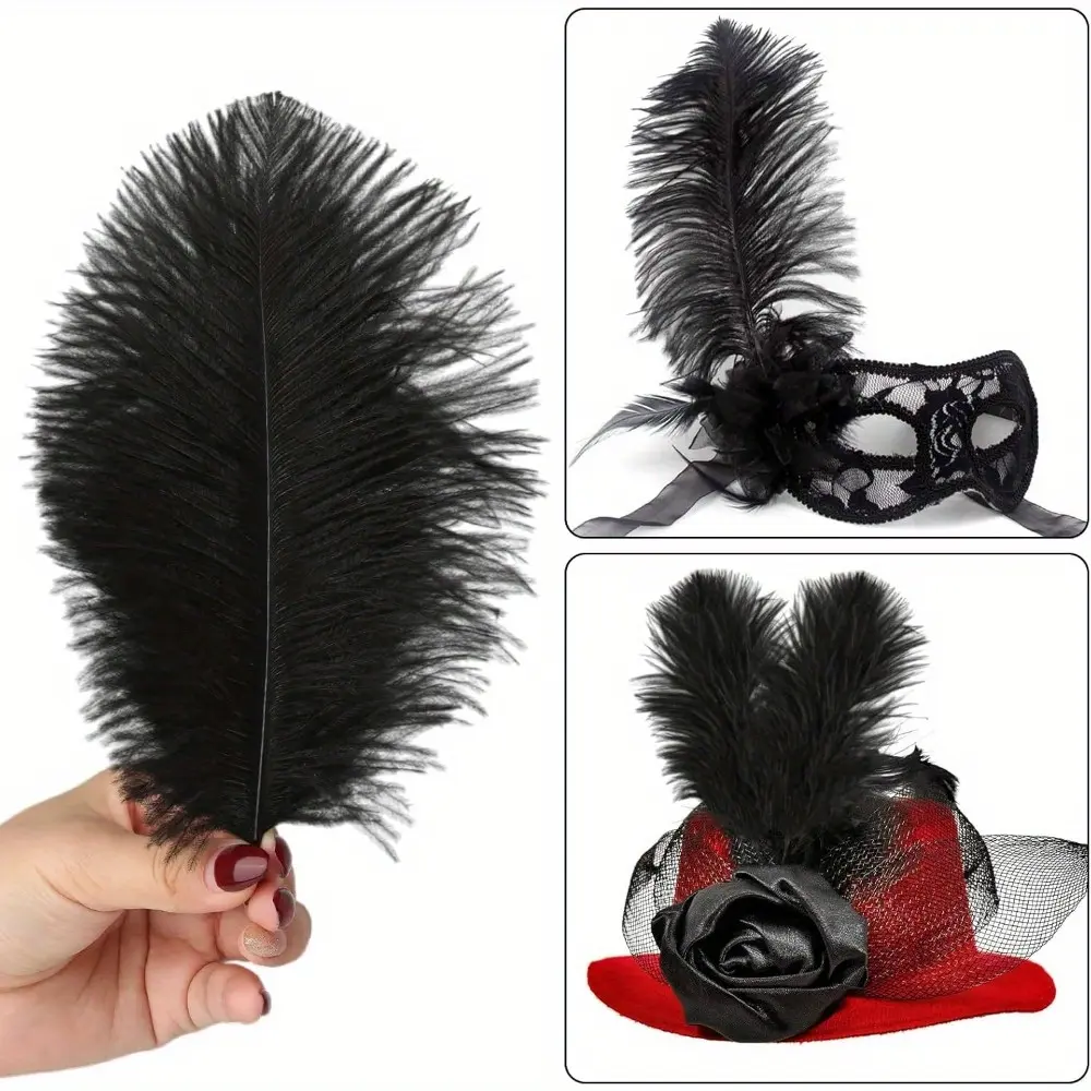 30pcs Faux Ostrich Feathers 5.91-7.87 Inches - Perfect for DIY Dream Catchers, Jewelry Making, Vase Decor & Wedding Accessories Black Decoration