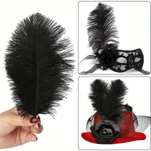 30pcs Faux Ostrich Feathers 5.91-7.87 Inches - Perfect for DIY Dream Catchers, Jewelry Making, Vase Decor & Wedding Accessories Black Decoration