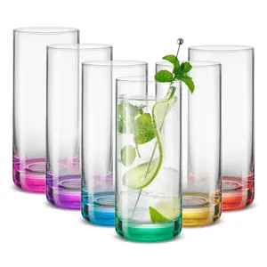 JoyJolt Hue Colorful Highball Drinking Glasses, Set of 6 JoyJolt Hue Colorful Highball Drinking Glasses, Set of 6
