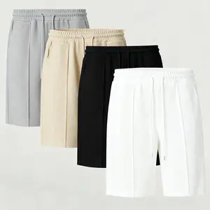 Men's Waffle Knit Shorts Elastic Waist Drawstring Knee Length Shorts With Pockets Waffle Knit Solid Color Breathable Lightweight Soft Comfortable Durable Stretch For Summer Outdoor Sports Casual Daily Wear