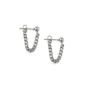 Metal Chain Dangle Drop Earrings for Men Women Streetwear Hip Hop Unisex Style