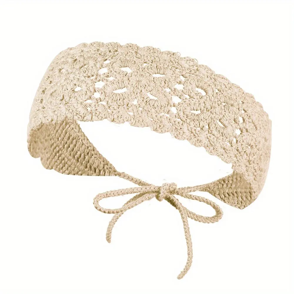 Boho Crochet Flower Headband - Boho Braid Headband, Knitted Hair Accessory for Women, Fashion Hairwear Bandana, Boho Braid Headbands