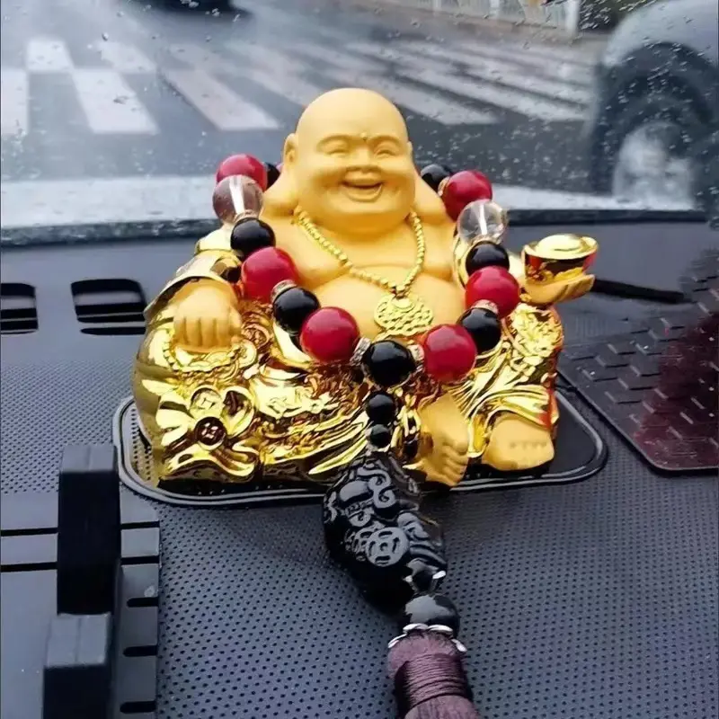 Car Accessories Decorative Creative Velvet Sand Gold Car Ornaments Maitreya Buddha Little Sand Monk Cartoon Little Monk Car Ornaments Religious car decor car seats covers steeringwheelcover men's car accessories
