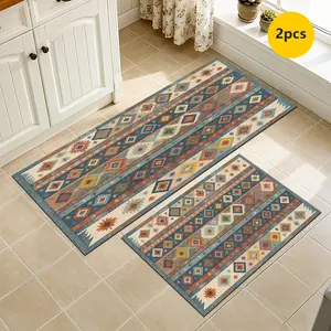 Rubber Non-Slip Backing Printed Kitchen Mat Set: Small Mats with Versatile and Stylish Decoration for Indoor Home Use, Absorbent, Non-Slip, Lightweight, Comfortable, Easy to Clean and Washable.