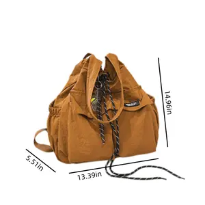 Convertible Backpack Tote Women's Shoulder Purse Hobo Daypack Nylon Multi Pocket Drawstring Side Water Bottle Holder Large Capacity Lightweight Adjustable Strap for Ladies Young Girls Students Daily Commute School College Travel Casual Fashion Daily Wear