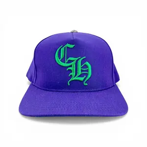 Chrome Hearts Fitted Snapback Baseball Hat - Unisex Purple-Green Fashion Matching Hat with Embroidered CH Emblem Logo