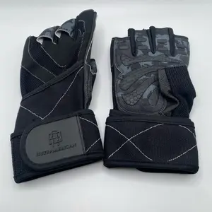 BUFF American Weight Lifting Gloves with Finger Pull Tabs, Wrist Straps, and Durable Material.