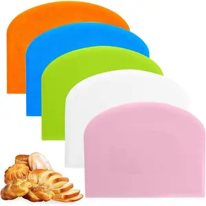 5 count Dough Scraper Bench Scraper 4.65x3.66" Plastic Flexible Bowl Scraper -Edged Multi-Angle Cake Scraper Non-Slip Baking Tool Decorating Tool Shaping Tool (5Pcs Five colors)