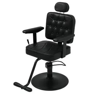 Professional Hydraulic Barber Chair with 360° Rotation & Reclining Function, Height Adjustable Salon Styling Chair, PU Leather Upholstery, 330 lbs Capacity, Black