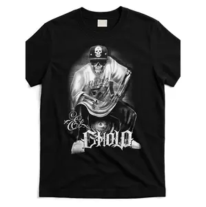 100% Cotton Golf Gift T-Shirt For Men and Women Chicano Mexican Skull Gangster Graphic T-Shirt - Black 220GSM Heavyweight Cotton Streetwear Tee with Bold "" Print, Unisex Casual Shirt for Men & Women, Machine Washable, Streetstyle Clothing |   Comfortable