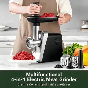 Meat Grinder, Sausage Filler, [Max 2800W] Electric MeatGrinder with Stainless Steel Blades and 3 Grinding Discs,Sausage Maker and Cube Kit, Heavy Duty Meat Grinderfor Home Kitchen, Stainless Steel (Black)