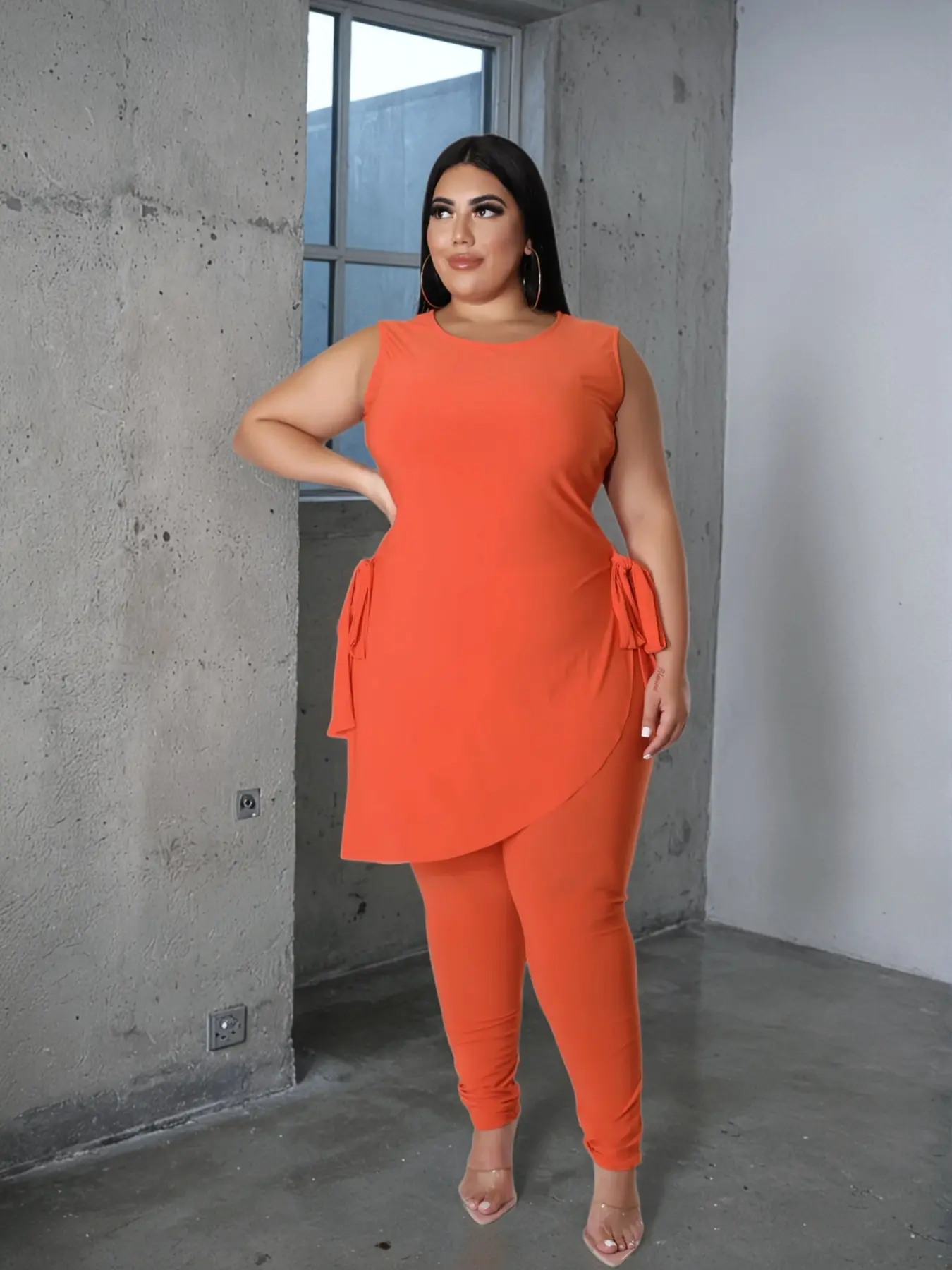 USBOUTIQUE CHIC Women‘s 2026 Summer Two Piece Set Long Top & High Waist Pants Casual Lounge Matching Outfit