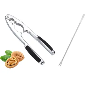 Nutcrackers Walnut Pecan Nut Cracker Heavy Duty Shell Cracker Seafood Walnut Opener Tool with Non-Slip Handle and 1 Pick