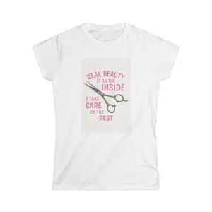 Real Beauty Is On The Inside Scissors Tee Women's T-Shirt 100% Ringspun Cotton Semi-Fitted Cut Comfortable & Durable