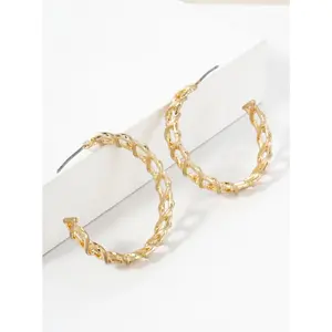 Wrapped Wire Detail 30mm Metal Open Hoop Earrings