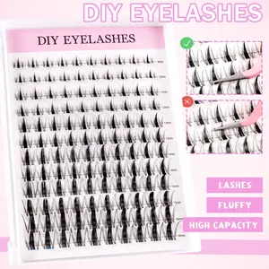 640/120pcs D-Curl Individual False Eyelashes Set, Includes Glue, Sealant, Tweezers, Beginner-Friendly DIY Kit, Fluffy & Thick Look
