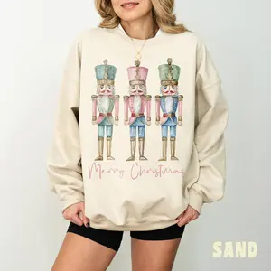 Pink Nutcracker Friends Sweatshirt, Pink Christmas Shirt, Retro Christmas Crewneck, Pink Nutcracker Tee, Merry Christmas Family Sweater