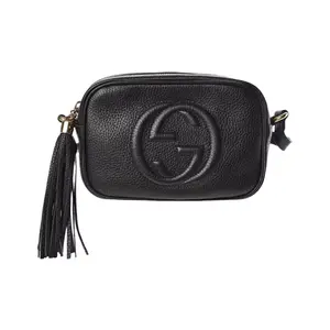 Pre-owned GUCCI Leather Shoulder Bags Soho Disco Bag in Black Pebbled Calfskin with Gold Tone Hardware
