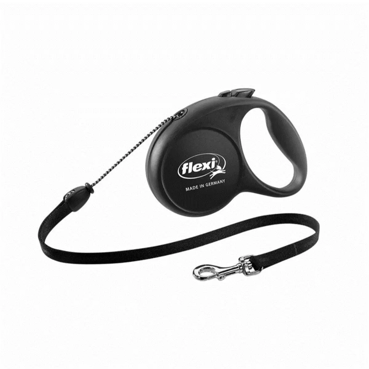 212 MAIN Black Retractable Nylon Rope Dog Leash - Medium Size, Reflective Strip, Easy Retraction, 16 Ft. Pet Lead for Home Use, Leads