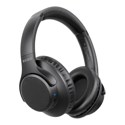 KVIDIO Over-Ear Wireless Hi-Fi Sound Headphones - Cordless Bluetooth Headset, Up to 65 Hours Playtime, Lightweight Foldable Design with Mic, 3.5 mm Jack, Not Water Resistant