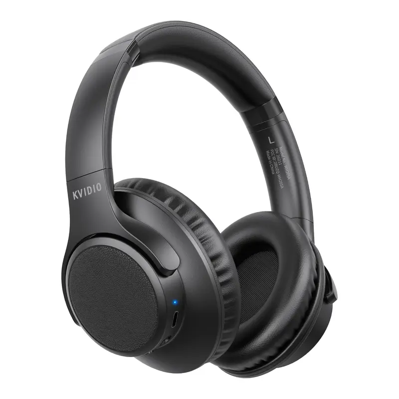 KVIDIO Over-Ear Wireless Hi-Fi Sound Headphones - Cordless Bluetooth Headset, Up to 65 Hours Playtime, Lightweight Foldable Design with Mic, 3.5 mm Jack, Not Water Resistant
