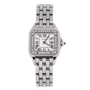 Pre-owned Cartier Panthere de Cartier Quartz Watch Stainless Steel with Diamond Bezel 22 by Rebag