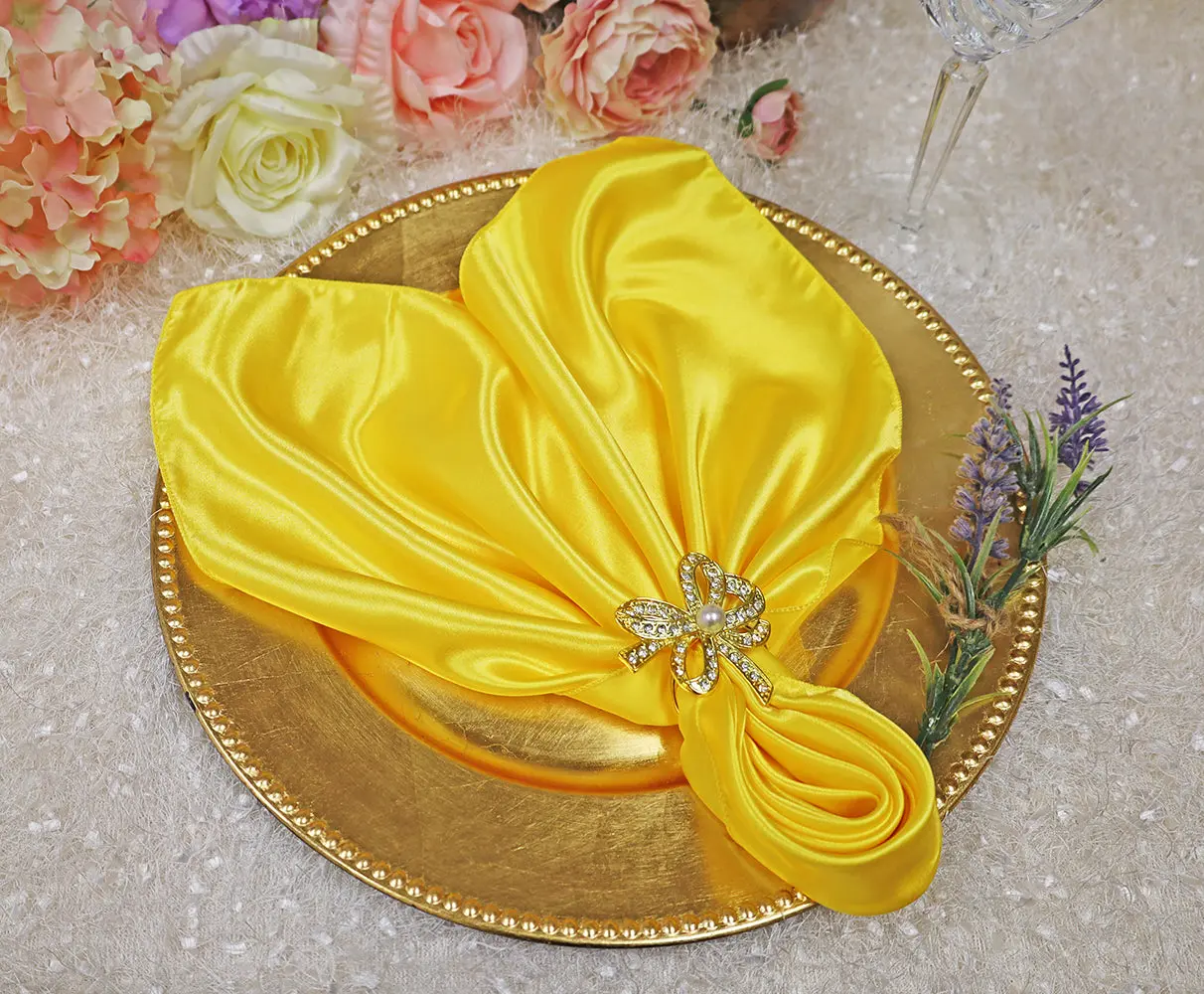 20"x20" Satin Napkins - Canary Yellow (10pcs/pk)