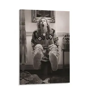 Funny Bathroom Canvas Wall Art Dumb and Dumber Toilet Scene Movie Poster Prints Black and White Humorous Restroom Decor Framed