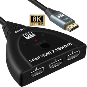 HDMI Switch Splitter, HDMI Switch 3 in 1 Out 4K@120Hz, 3 Port HDMI Switcher Selector Box, Supports 8K@60Hz HDR, VRR 48Gbps, Compatible with PS5/4 Laptops PC Roku Xbox TV Monitor Projector