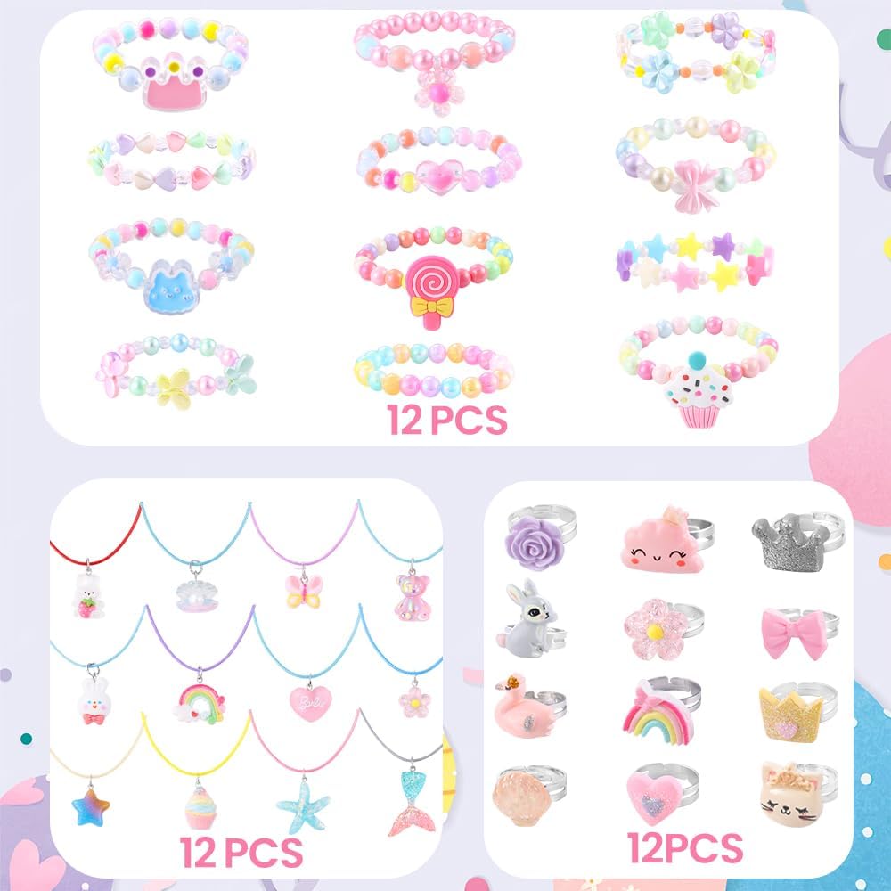 12 Pack Prefilled Easter Eggs for Kids  Easter Basket Stuffers & Fillers with 36 Cute Bracelets Necklaces & Rings  Perfect Easter Gifts Party Favors & Egg Hunt Supplies for Girls & Toddlers