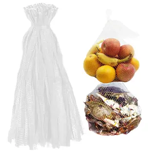 100Pcs 24’’ Reusable Mesh Produce Bags, Onion Fruits Net Bags and Seafood Boil Bag for Crab Clam Crawfish, Mesh Storage Bag for Grocery Shopping Storage of Fruits Vegetable Seafood & Garden Produce