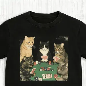 Funny Animal Graphic Tee, Royal Flush Felines T-Shirt, Cat Shirt, Gifts For Friends, Unisex Meme Cringe Funny Shirt, Menswear Womenswear Streetwear