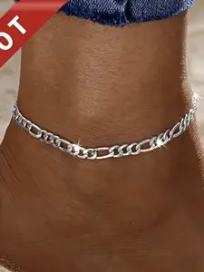 Elegant 925 Silver Plated Women's Anklet Bracelet, Simple Cuban Chain/figaro/twist Rope Ankle Cuff, Ideal Gift for Valentine's Day, Ankle Bracelets