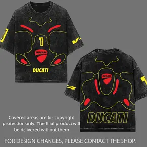Yellow Red Ducati Driver Washed Tshirt Biker Vintage Racing Streetwear, Motorcycle Graphic Hoodie Unisex, Designed for Motor Fans, Sportbike Culture, Speed Lovers & Urban Motorbike Style