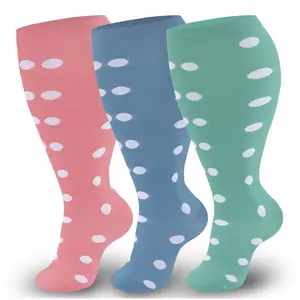 3 Packs Women & Men Wide Calf Socks Plus Size Knee High Breathable Daily Wear Compression Fit for Nurses Teachers & Retail Workers holiday  socks Unisex thigh high socks leg warmers socks for women compression socks women leg warmer