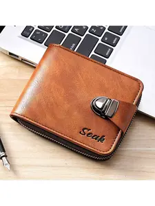 Men's Short Wallet Cross-Border Vintage Zipper Coin Purse Multi-Card Slot Wallet Zipper Pouch Wallet